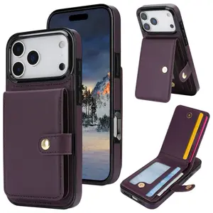 Card holder wallet phone case, compatible with iPhone 17 Pro Max, 16E, 15 Pro, 14 Plus, 13 Mini, 12 and 11. It is a card slot case capable of holding cards and cash, shockproof protective cover, featuring durable protection and a firm grip design.