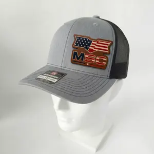 MSC Freedom Route Patriotic Leather Patch Trucker Hat for Men Women USA Flag Independence Day Snapback Mesh Baseball Cap July 4th American Pride Outdoor Casual Summer Hat for BBQ Fireworks Parade Travel Outfit