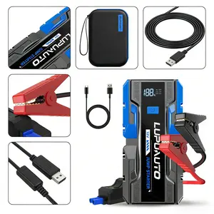 LUPUAUTO 12V Portable Car Jump Starter, Battery Booster with Smart Clamps & LED Light for Cars & Motorcycles