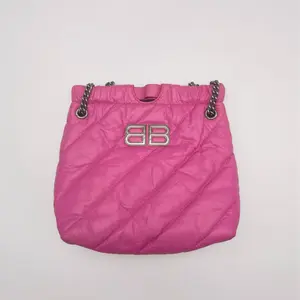 Pre-owned Balenciaga Cowhide Shoulder Bags CRUSH Quilted Small Tote Bag, Pink, Calfskin