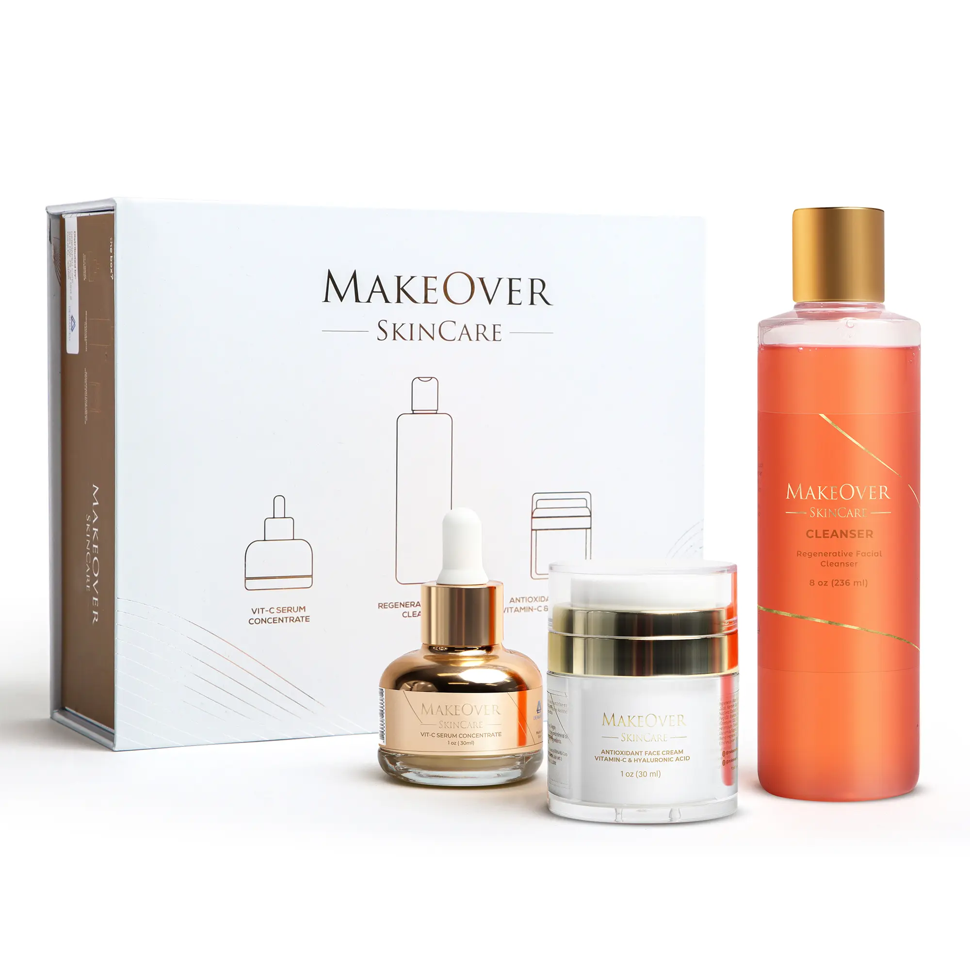 Makeover Skincare GlowCare: Kit Facial Revitalizante 3-en-1 Skincare Cleanser