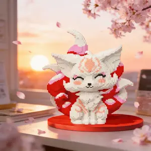 Nine-Tailed Fox 3D Puzzle Building Block Decoration, Home Office Bookshelf Decor, Party Tabletop Display, Ideal Gift for Holidays