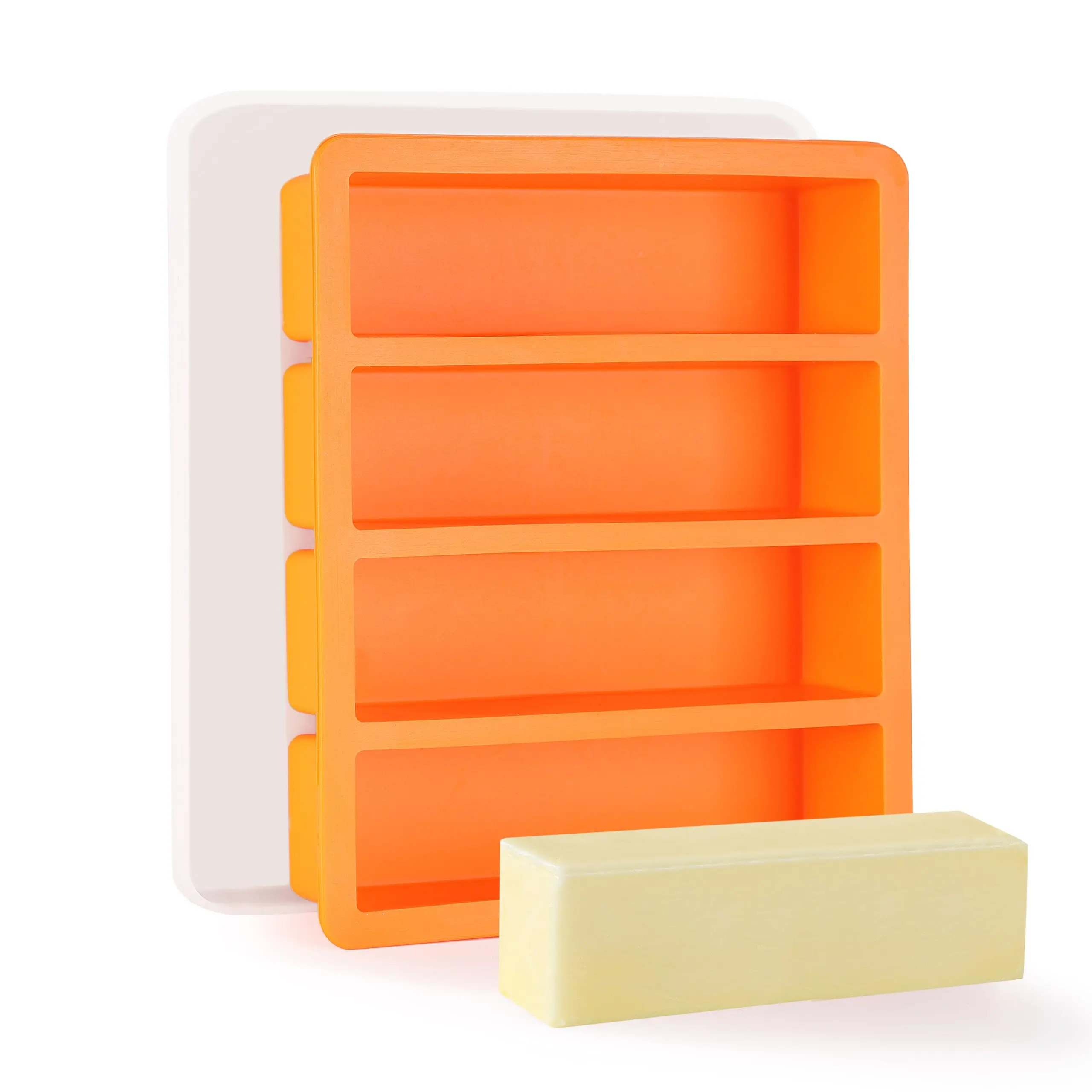 1 Pack Stylish Orange Silicone Butter Mold with Sealed Lid, Non-Stick Easy Release Silicone Tray, Reusable Mold for Homemade Butter, Energy Bars, Chocolate and Small Cakes
