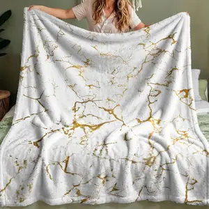 High-Weight Classic Flannel Throw Blanket, Gold Foil Embossed Craftsmanship, Perfect for Cozy Nights, Ideal Gift Choice, Soft & Warm
