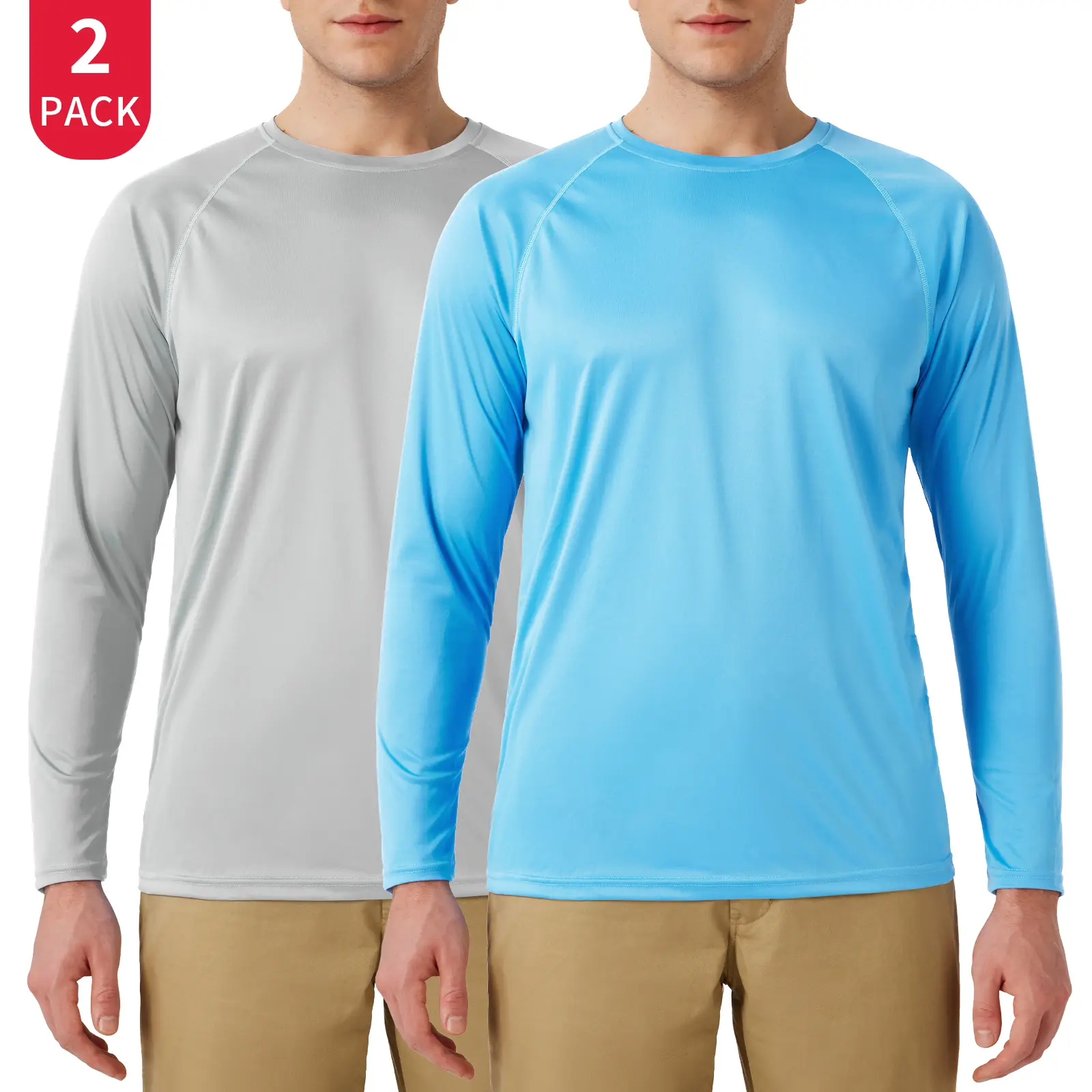 SG Edge 2 Pack Long Sleeve Sun Shirts for Men, Quick Dry Lightweight UPF 50+ Rash Guard for Fishing, Golf, Swimming, Fallfreshness