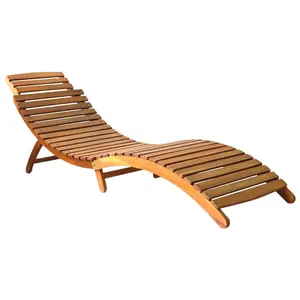 vidaXL Sun lounger brown 21.65 x 72.44 x 25.20 in Solid Acacia Wood, Garden and Patio, Modern Acacia Sun Lounger, Adjustable Recliner, Durable Outdoor Seating for Relaxation, Foldable 46650