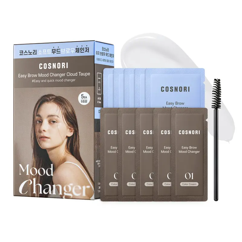 [COSNORI] Easy Brow Mood Changer (5 Uses) | Ash-Tone Brow Bleach Kit for Dark Brows | Softens Brows in 2–3 Minutes | Pre-Measured Powder, Cream & Screw Brush