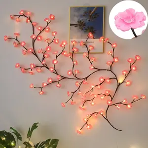 Pink Aesthetic Cherry Blossom Vine String Lights - USB-Powered, 8 Modes, Indoor Bedroom Wall Decor, Cozy Home Improvement Lamps, Ideal Gift for Teen Girls