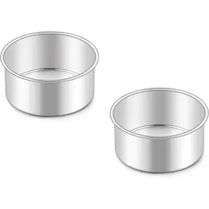 Mini Round Cake Pan Set of 2, 4 Inch Stainless Steel Small Baking Pans, 2” Deep Layer Smash Cake Tins, Oven & Dishwasher Safe, Non-Toxic & Healthy
