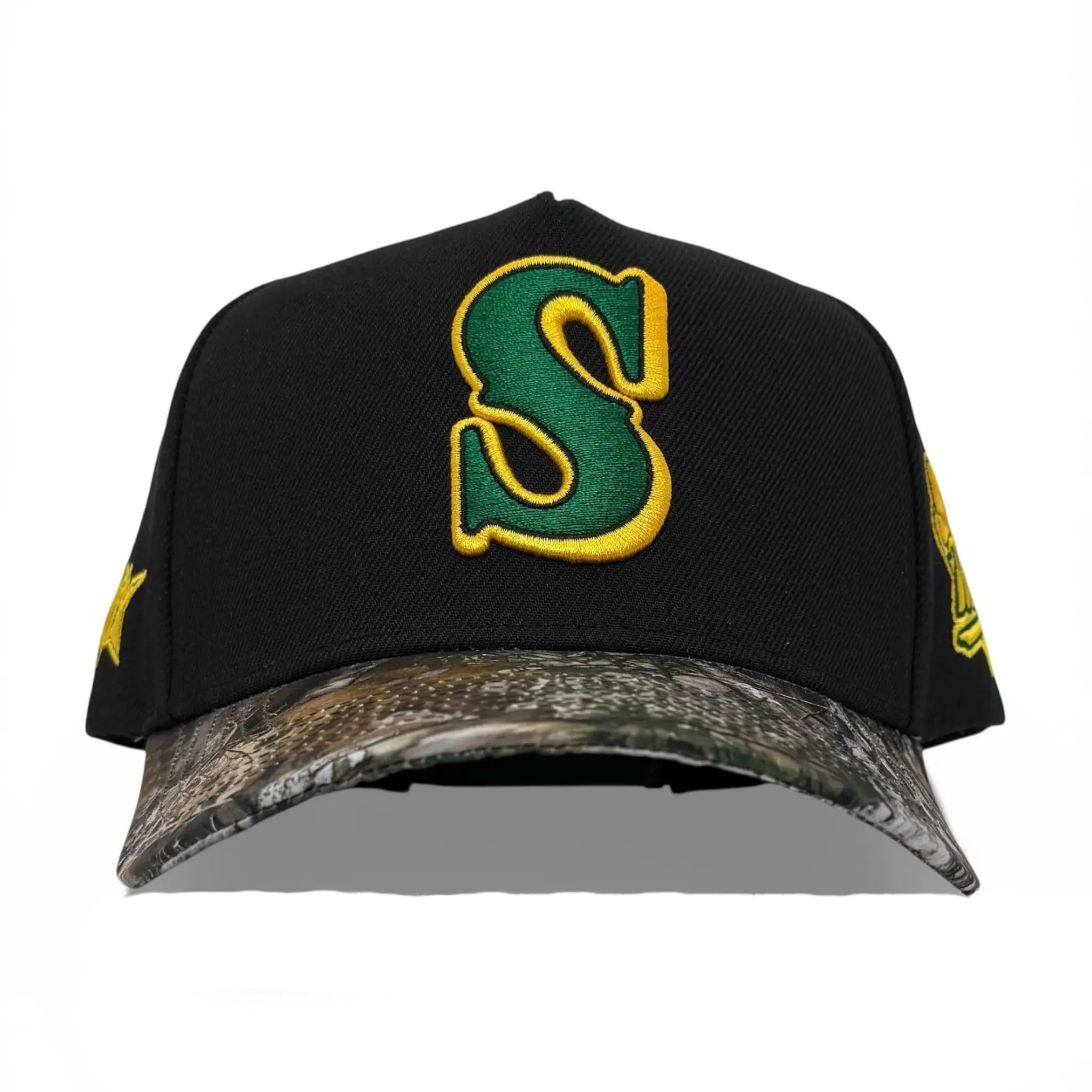 REMASTERED LETTER S HAT 9999 WS TREE CAMO BRIM CUSTOM SILK SATIN LINING SNAPBACK
