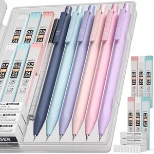 Nicpro Cute Mechanical Pencils Set, 6PCS Pastel 0.5 & 0.7mm Pencils with 6 Tubes HB Leads, Erasers & Refills, Aesthetic School Supplies for Girls, Preppy Stationery Gift for Writing Drawing Sketching