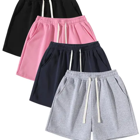 Men's Elastic Waist Lightweight Athleisure Shorts - Soft, Breathable, Adjustable, Loose, Solid Color, Above-Knee - Comfy Mens Clothing for Gym, Commuter Use