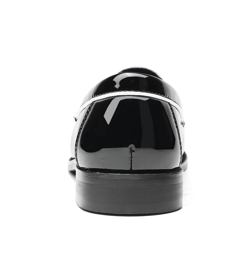 Men's Contrast Stitch Penny Loafers, Glossy Slip-On Formal Dress Shoes8662