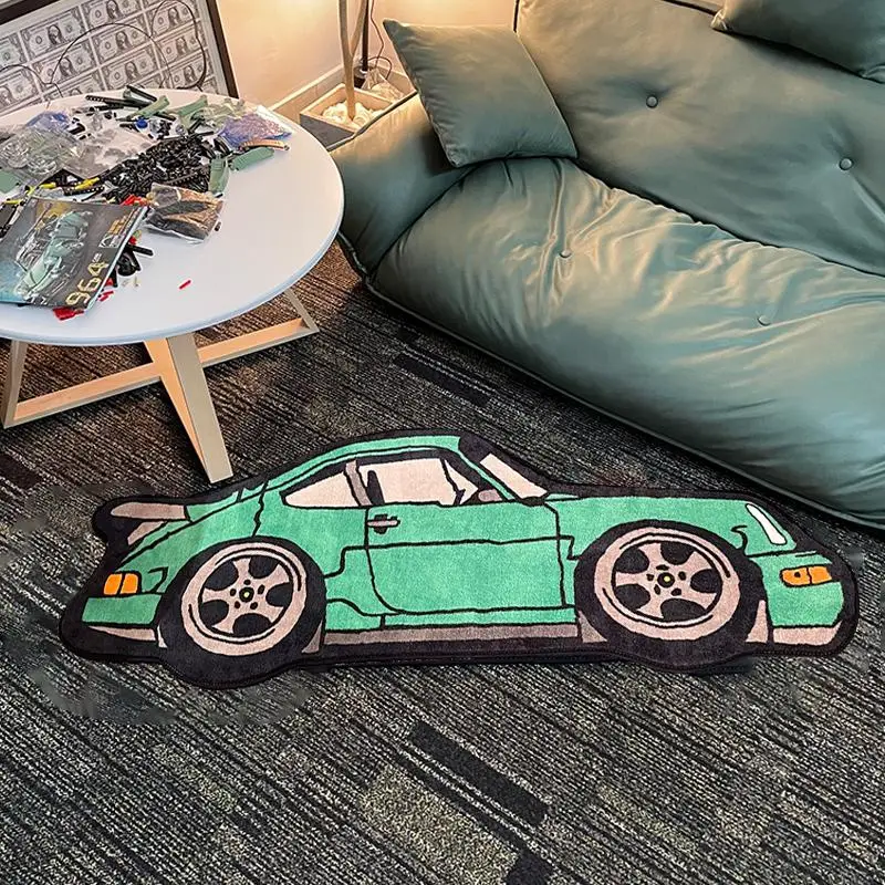 Cartoon Car Shaped Rug for Living Room, 1 Count Non-slip Bedside Home Carpet, Decorative Floor Mat for Home Decor, Rugs for Living Room, Shaggy Kids A