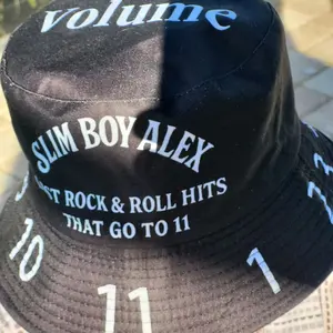 Slim Boy Alex volume knob bucket hats that go to 11