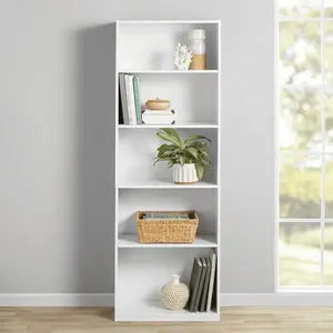 Mainstays 5-Shelf Bookcase White with Adjustable Shelves Mainstays 5-Shelf Bookcase White with Adjustable Shelves