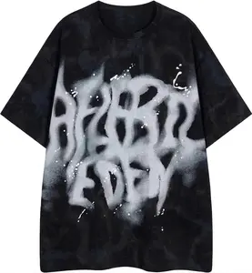 Streetwear Y2K Graffiti Graphic T-Shirt - Oversized Acid Wash Tie Dye Tee for Men and Women, Soft Breathable Cotton Blend Fabric, Unique Urban Grunge Aesthetic Print for Daily Fashion