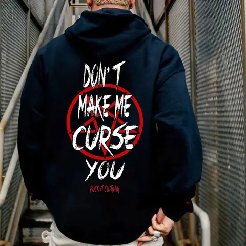 DON'T MAKE ME CURSE YOU Black Print Hoodie