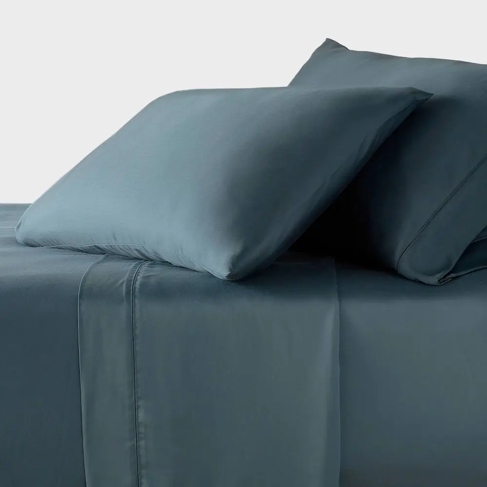 Threshold Sheet Set 100% Lyocell Blue Satin 320 Thread Count OEKO-TEX Certified