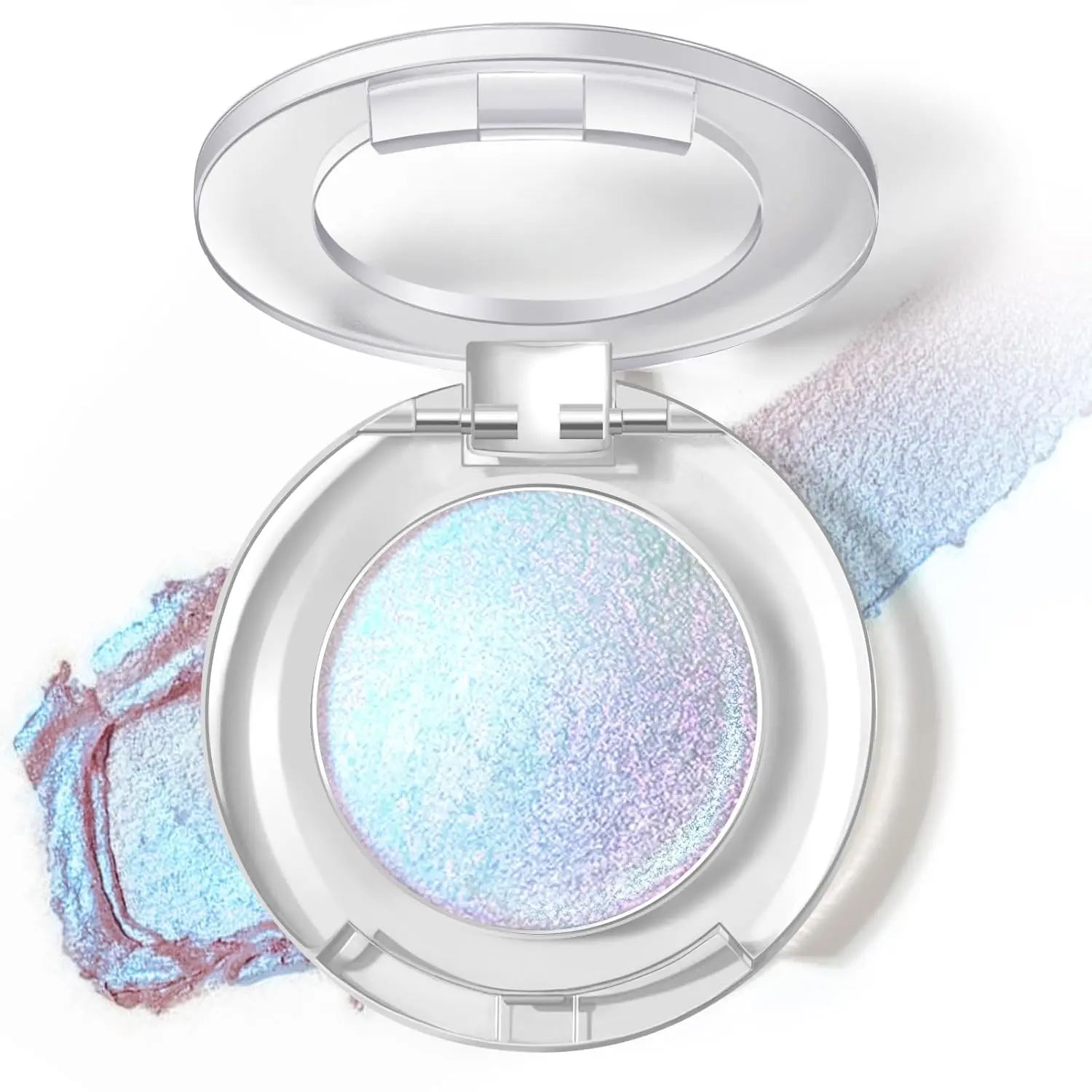 Holographic Duochrome Blue Glitter Eyeshadow, Color Shift Metallic Shimmer Eyeshadow Palette, Chameleon Sparkle Inner Corner Eye Highlighter, Iridescent Eye Shadow Palette Fairy Makeup