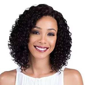 Short Curly Wig for Women Heat Resistant Synthetic Hairpiece Natural Looking Bouncy Bob Style with Center Part Breathable Cap No Glue Needed for Daily Wear and Styling