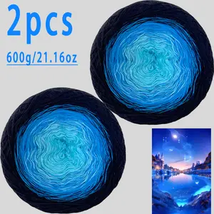 2PCS Gradient Cake Yarn, 600g/21.16 oz 100% Cotton, Vibrant Natural Color Transitions, Soft and Durable Premium Crochet Yarn for Shawls, Seven-Star Blankets, Hats, Embroidery, and Crafts, Perfect Gift for Christmas, New Year, and Mother’s Day