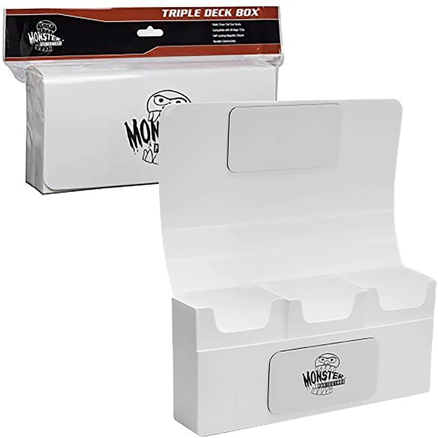 Monster Protectors Trading Card Triple Deck Storage Box White Self-Locking Magnetic Closure - Fits Yugioh Pokemon Magic the Gathering Cards - TikTok Shop Monster Protectors Trading Card Triple Deck Storage Box White Self-Locking Magnetic Closure - Fits Yugioh Pokemon Magic the Gathering Cards - TikTok Shop