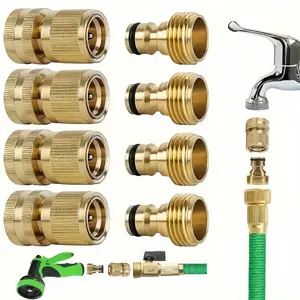 Brass Garden Hose Quick Connect Set, Garden Hose Connector Adapter, Gardening Tool Accessories, Garden Hose Connector Adapter for Outdoor Lawn and Gardening