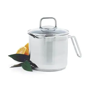 212 MAIN 8-Cup Silver Stainless Steel Multi-Cooker - Glass Lid Cookware, Versatile Cooking Pot for Kitchen Use