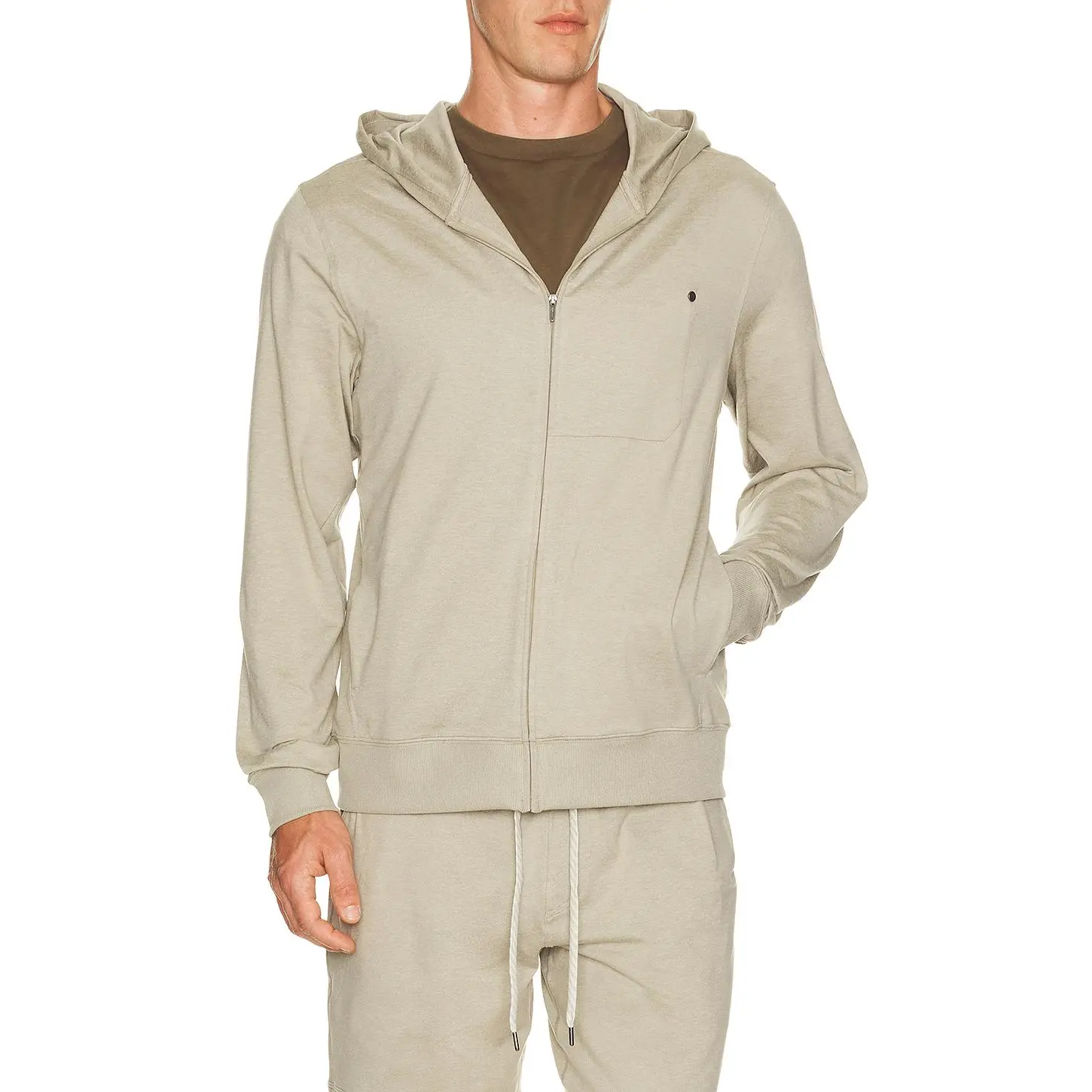 Vuori Ponto Full Zip Hoodie in Truffle Heather