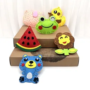 Handmade Sewing Fun Kit, 6pcs DIY Embroidery Patches, Beginner Craft Supplies, Bear Sunflower Fruit Designs, Birthday Gift Set
