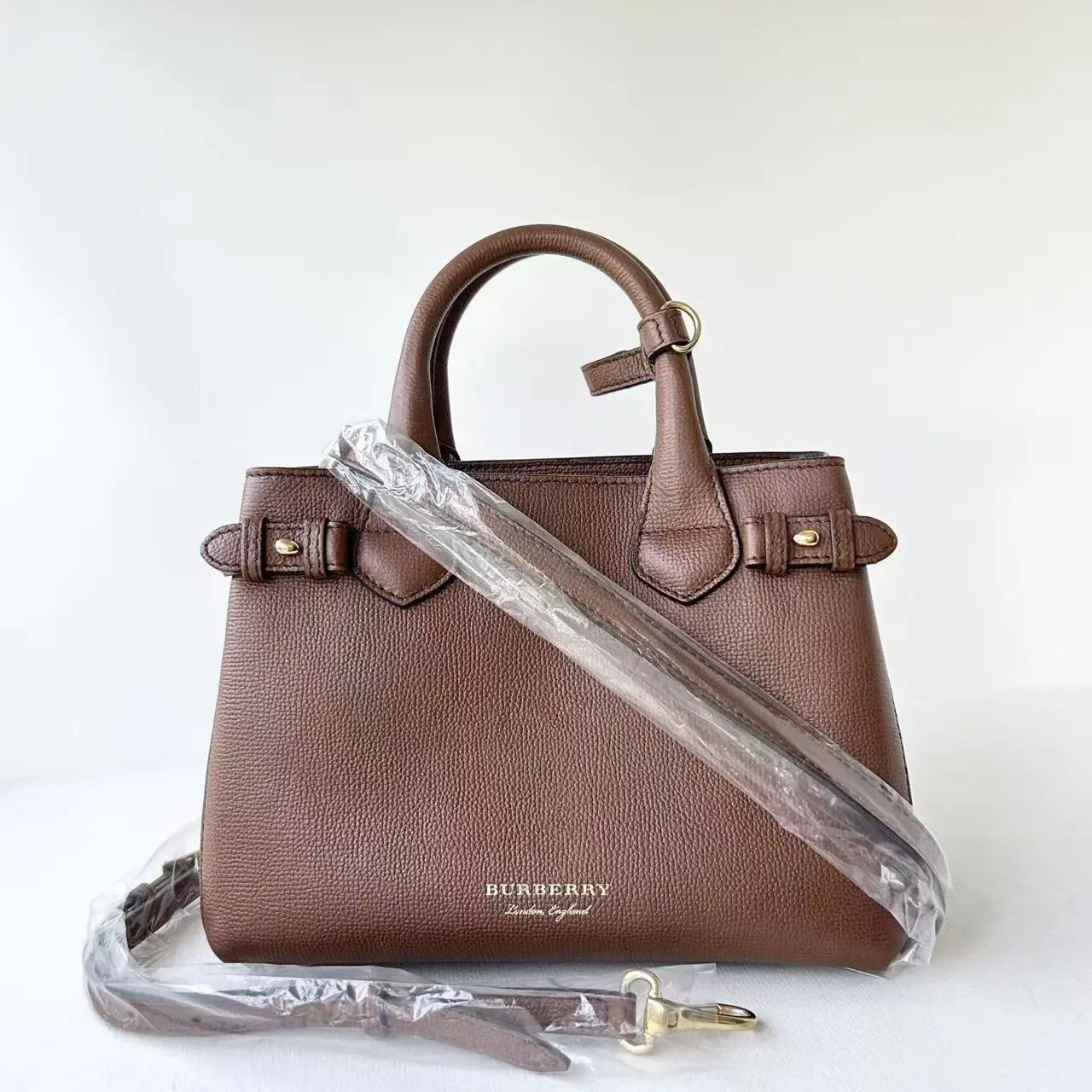 Pre-owned BURBERRY Calfskin/Canvas Crossbody Bags Banner Small House Check Brown LNL0512