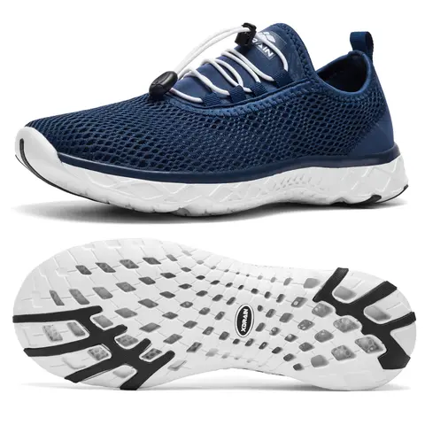 ALEADER Men's XDrain Anti-Skid Pool-Safe Water Shoes - Quick-Dry Mesh Upper, 3D Dual Cushion, MD+RB Sole, EVA High Rebound Midsole, Standout Support, All-Terrain Ready, Travel Light Explore More for Kayaking, City Walk