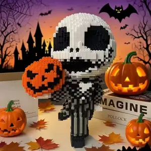 Pumpkin Skull Building Block 3D Model Assembly Animal Character Models Halloween Indoor Decoration, Birthday Christmas New Year Party Gift