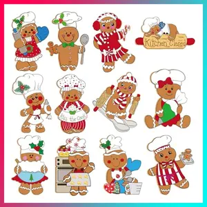 RINOLY 24 Pcs Gingerbread Ornamments,Gingerbread Christmas Decoration for Tree,Cooking Gingerbread Christmas Ornaments for Christmas Tree,Christmas Wooden Hanging Ornaments Decor