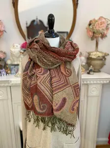 Pashmina/Shawl Two Tone Color Burgundy & Tan