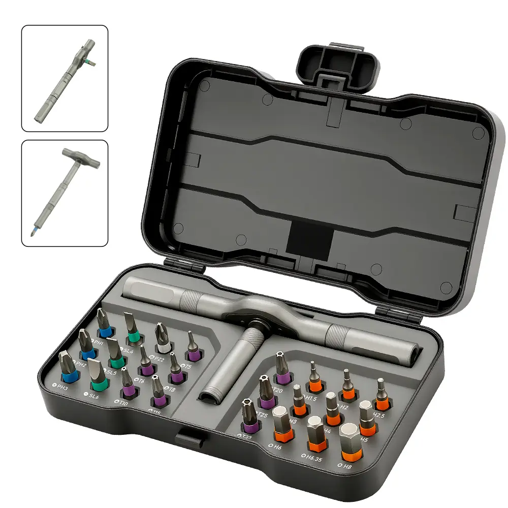24 in 1 Magnetic Screwdriver Set, Multifunctional Drill Bit Set, Household Repair ToolKit, Detachable T-shaped Ratchet Handle Hardware