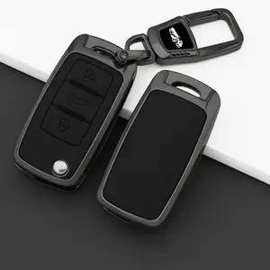 Zinc Alloy Leather Car Key Cover for Volkswagen VW Polo Golf Passat Tiguan Beetle Caddy T5 Eos Skoda Octavia Seat Leon Altea, Car Key Protector, Car Key Accessory, Car key Gift