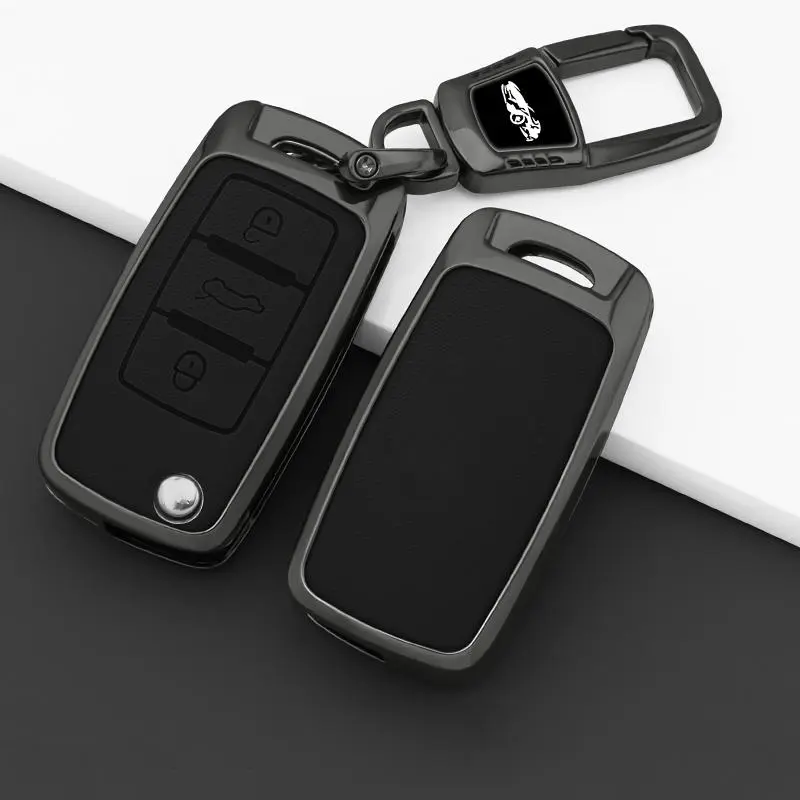 Zinc Alloy Leather Car Key Cover for Volkswagen VW Polo Golf Passat Tiguan Beetle Caddy T5 Eos Skoda Octavia Seat Leon Altea, Car Key Protector, Car Key Accessory, Car key Gift