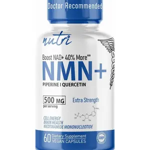 NMN Supplement 500mg NAD Supplement - Nutri Ultra High Absorption Stabilized NMN Nicotinamide Mononucleotide, 40% More NAD+ with Quercetin Phytosome & Black Pepper - mnm supplement (60 Capsules)