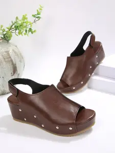 Trendy Women's Wedge Sandals, Elevated Sandals, Vintage Retro Rivet Fish Mouth Thick Sole Velcro Casual Shoes, Comfortable Ladies Footwear for Everyday Wear
