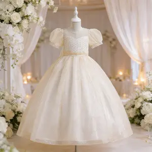 330 Girl Kids Princess Flower Gown Party Long Children Dress Teen Girl Wedding Party Princess Dress Children Bridesmaid White Long Dress