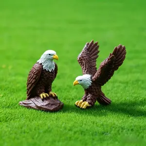 2pcs Realistic -Headed Eagle Garden Sculptures, Outdoor Micro Landscape Decorations, Yard Art Accessories, Gardening Essentials