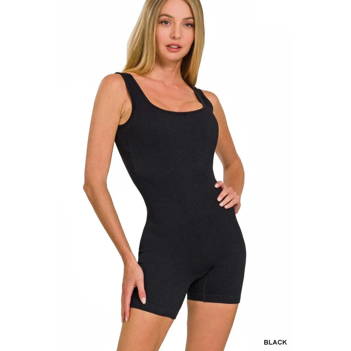 Zenana Ribbed Seamless Body-contouring Fit Romper
