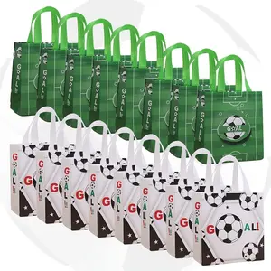 16 Football Gift Bags with Handles, Non-Woven Fabric Soccer Pattern, Perfect for Football Parties, Birthday Parties, and More, Graduation Party Supplies