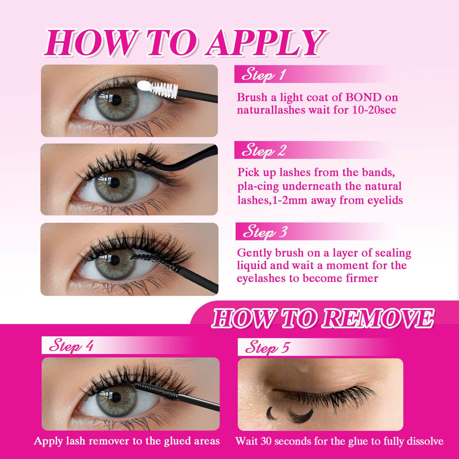 VEYESBEAUTY VB-Muse 3D Volume Cluster Lashes Individual Lash Extensions Layered Fluffy Eyelashes Wispy Faux Mink Lash Newbie's Five-Second DIY Mixed Length Large Tray for Self Application Makeup at Home Cosmetic Eyelashes Extensions