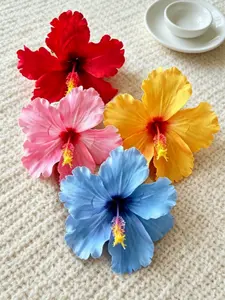 4pcs New Style Hawaiian Artificial Hibiscus Flower Duckbill Clip Hairpin, Side Hair Clip Suitable for Bridal Weddings, Hawaiian Beach Tropical Party Decorative Hair Clip, Artificial Flowers, Party Decoration, Duck Bill Hair Clips