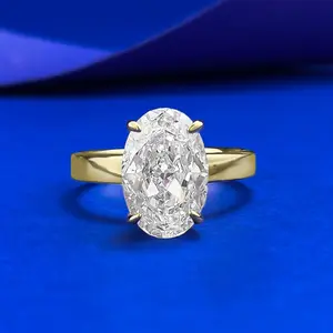 S925 Sterling Silver Ice Flower Cut Elonggate Oval Ring 8*12mm 8A Cubic Zirconia Ring-142(20%)