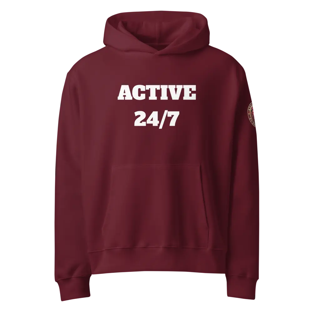 ACTIVE 24/7 Maroon Hoodie with Chest Pocket and Side Pockets for Everyday Wear