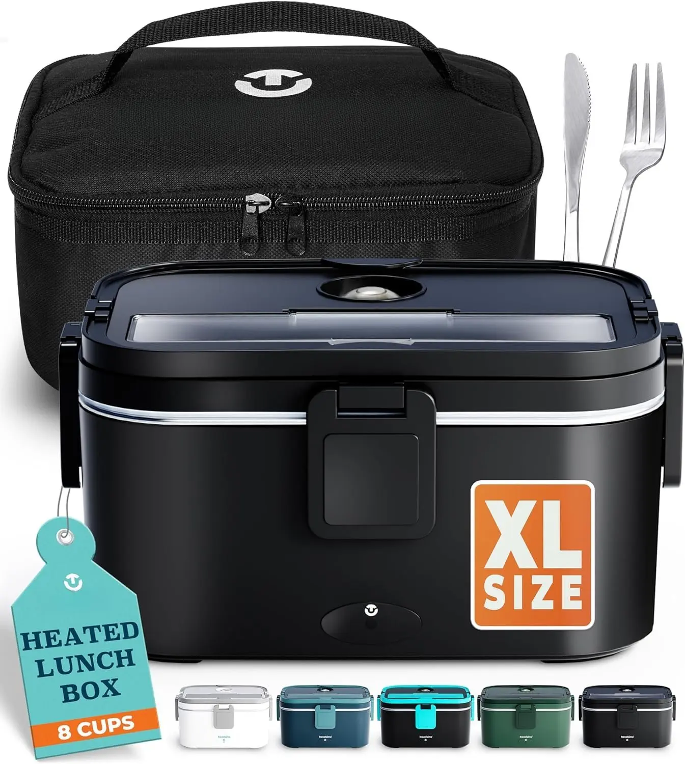Extra-Large Electric Lunch Box For Adults Holds up to 8 Cups - 80W Heated Lunch Box 1.8L Portable Microwave, Portable  Warmer, Travel & Work - Loncheras Para Hombres De Trabajo